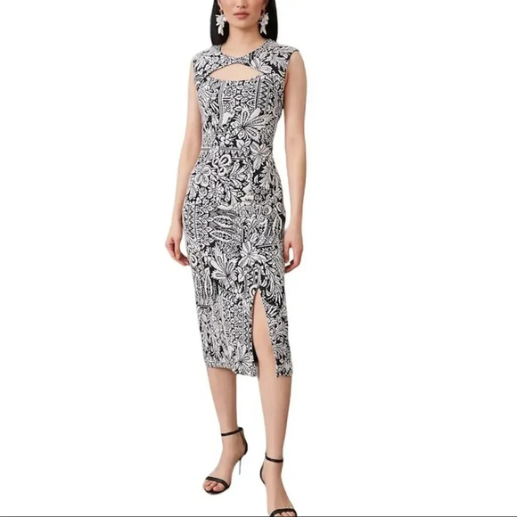 ANTHROPOLOGIE Jacquard Cut-Out‎ Midi Dress - Picture 1 of 8